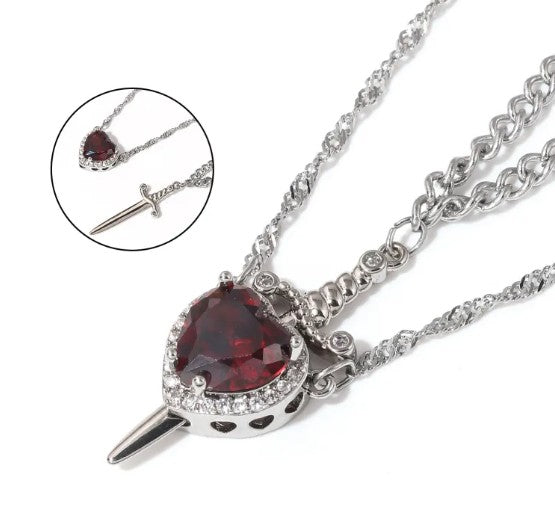 Heart & Dagger Pendant Necklace