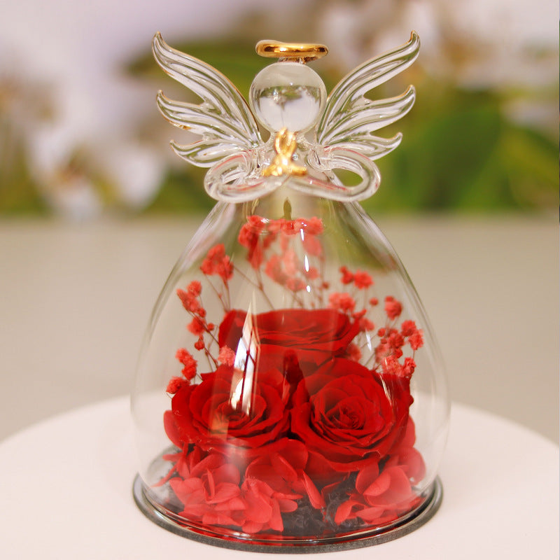 Preserved Rose Glass Angel Keepsake by PRYCE & KNOX