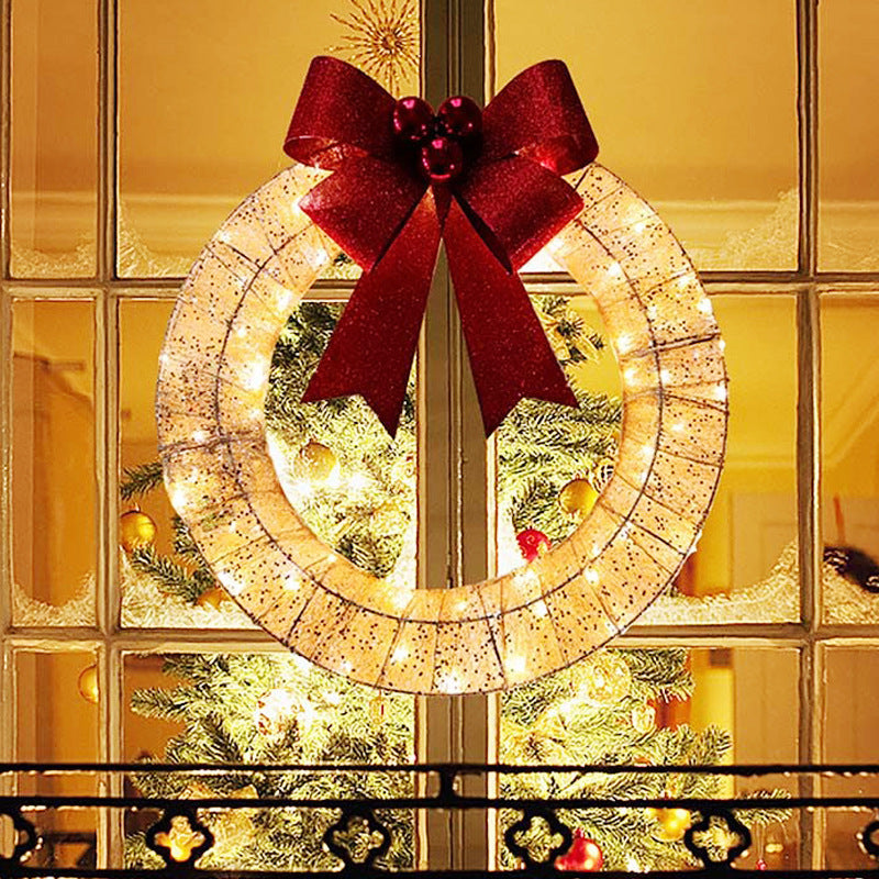 Warm-Light LED Christmas Wreath – gold