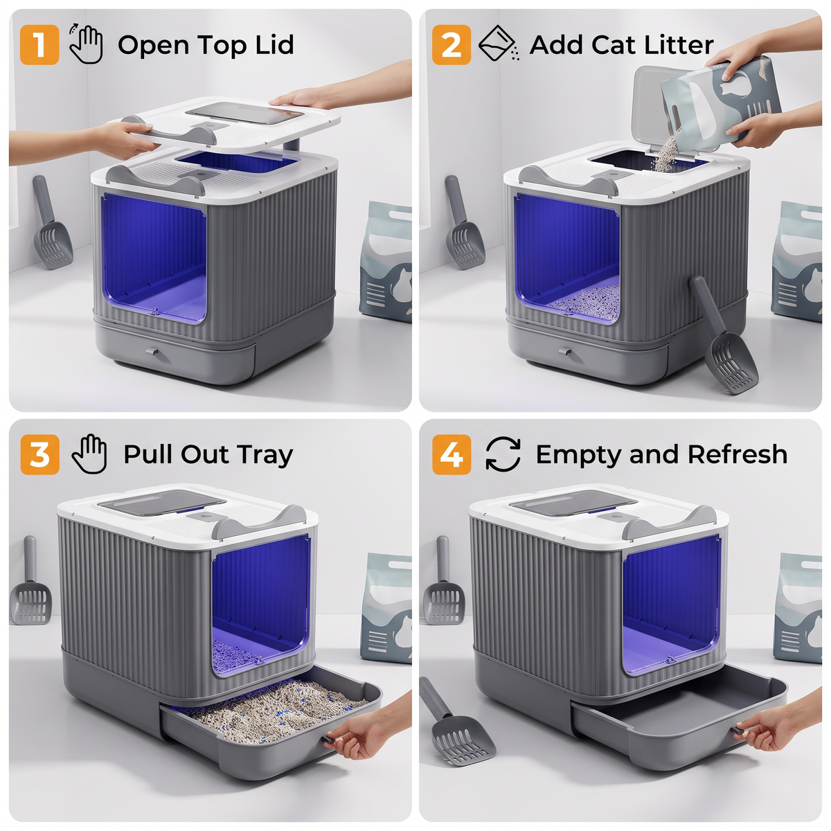 Enclosed Cat Litter Box with Pull-Out Tray – detail view 2