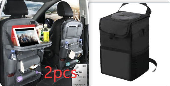 Vegan Leather Car Seat Organiser with Tray – grey pair with car bin