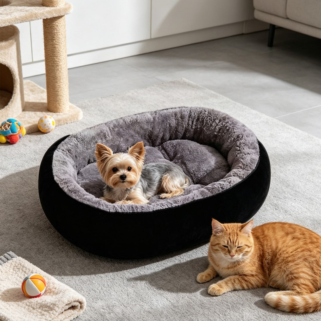 Plush Fleece Pet Basket Bed – detail view 7