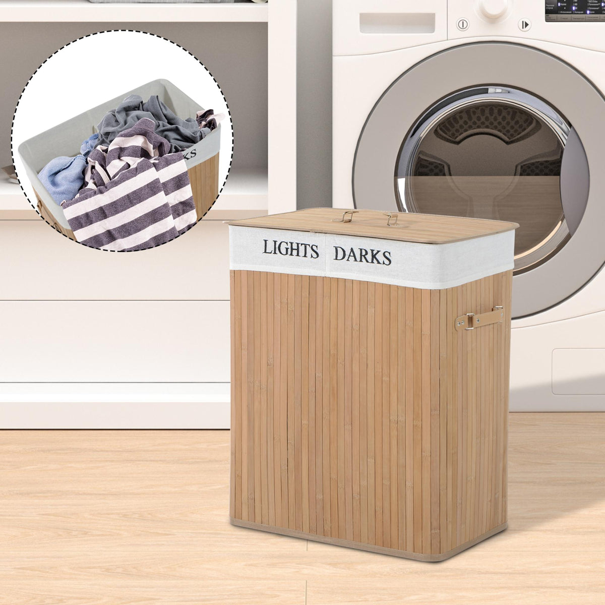 Natural Wood Laundry Hamper with Lid – detail view 2