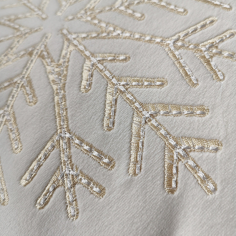Embroidered Snowflake Cushion Cover with Pom-Poms – detail view 3
