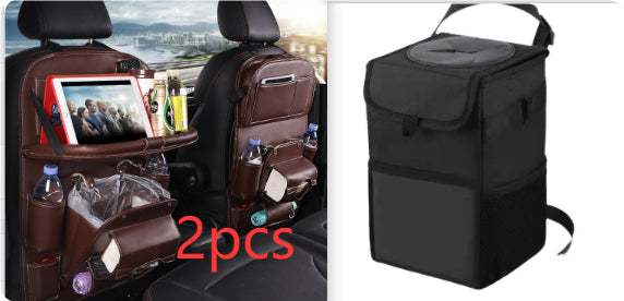 Vegan Leather Car Seat Organiser with Tray – coffee pair with car bin