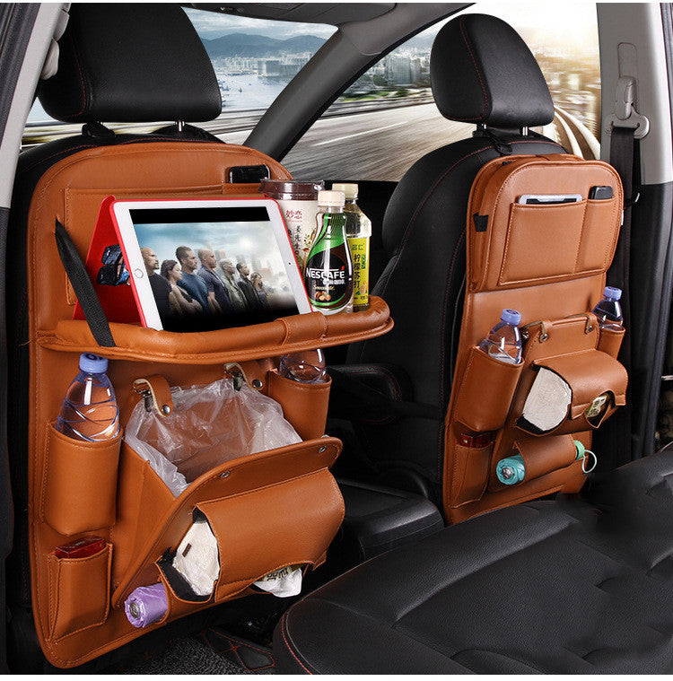 Vegan Leather Car Seat Organiser with Tray – detail view 9
