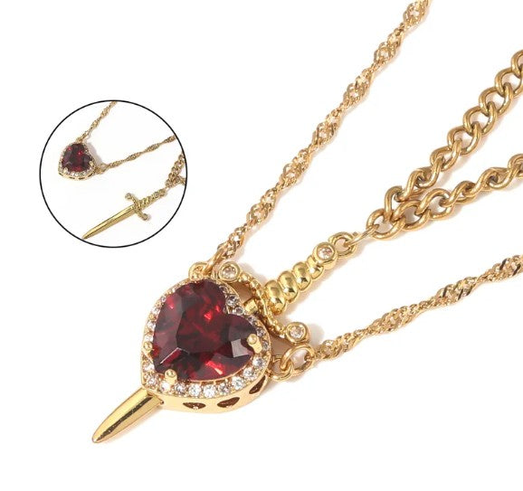 Heart & Dagger Pendant Necklace