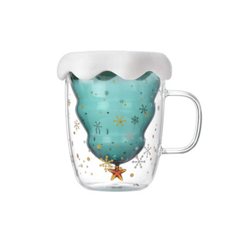 Glass Christmas Tree Double-Wall Mug – cup with lid