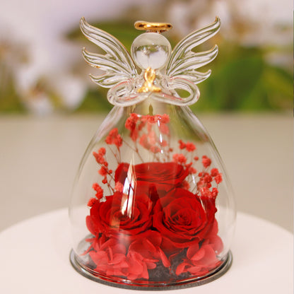 Preserved Rose Glass Angel Keepsake by PRYCE & KNOX
