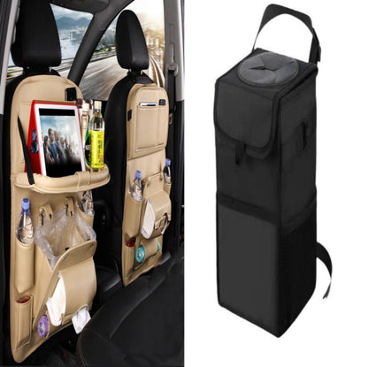 Vegan Leather Car Seat Organiser with Tray – beige with car bin