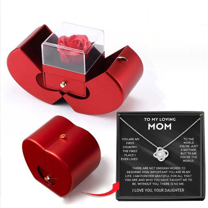 Forever Rose Necklace Gift Box – silver necklace with message card