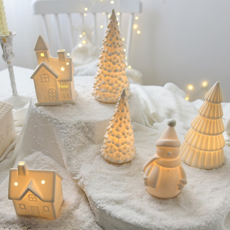 Ceramic Christmas Village Light-Up Ornaments by PRYCE & KNOX
