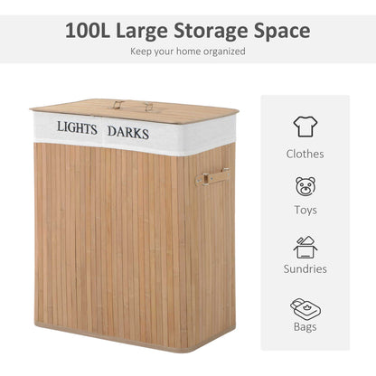Natural Wood Laundry Hamper with Lid – detail view 1