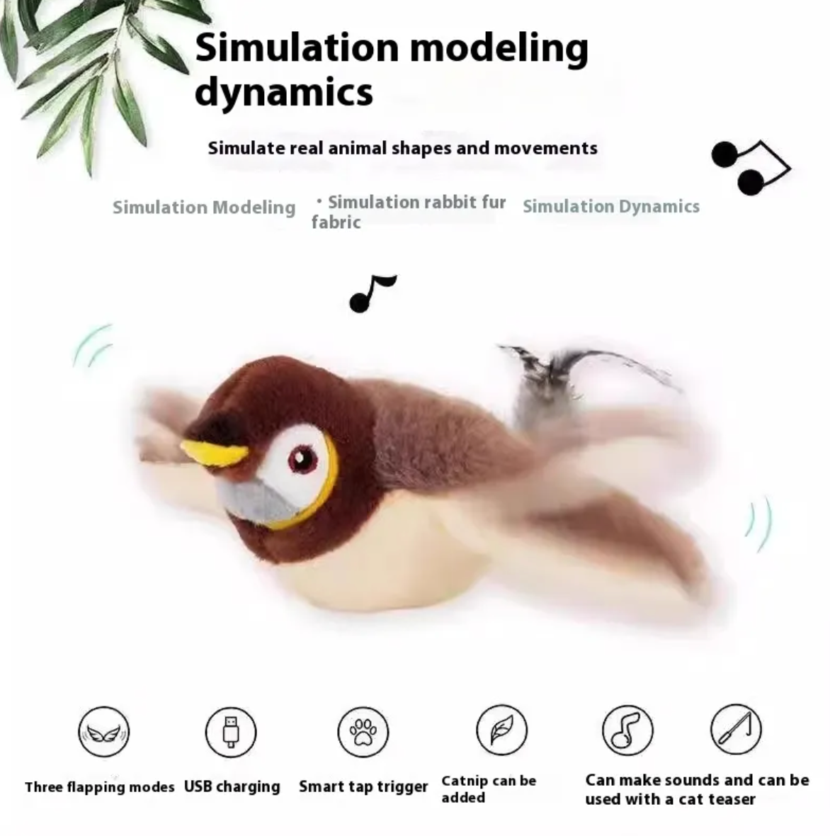 Moving Plush Bird Pet Toy