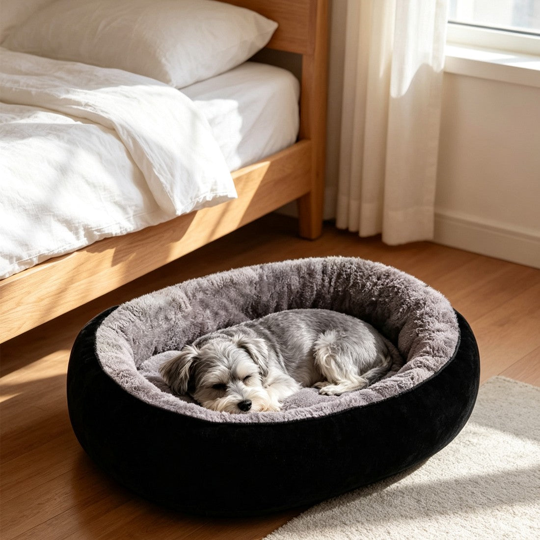 Plush Fleece Pet Basket Bed – detail view 2