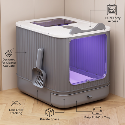 Enclosed Cat Litter Box with Pull-Out Tray – detail view 3