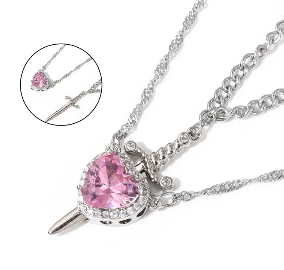 Heart & Dagger Pendant Necklace
