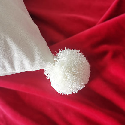 Embroidered Snowflake Cushion Cover with Pom-Poms – detail view 2