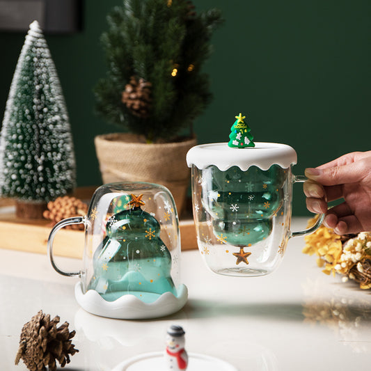 Glass Christmas Tree Double-Wall Mug by PRYCE & KNOX