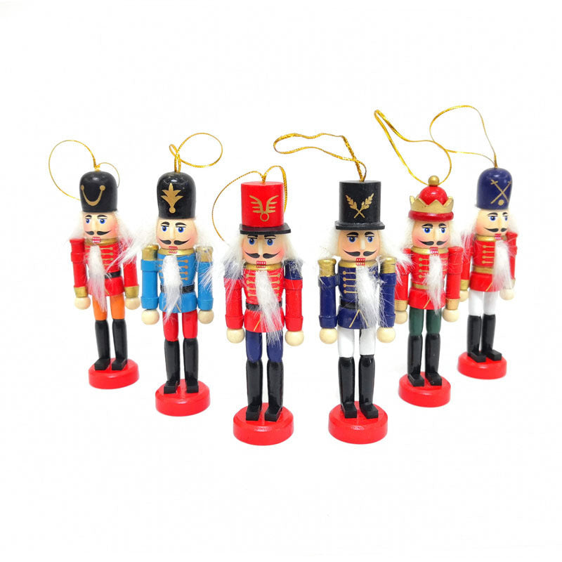 Wooden Nutcracker Soldier Ornaments – Set of 6 – detail view 2