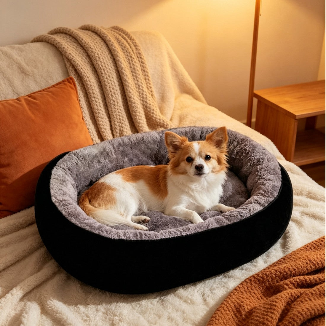 Plush Fleece Pet Basket Bed – detail view 8