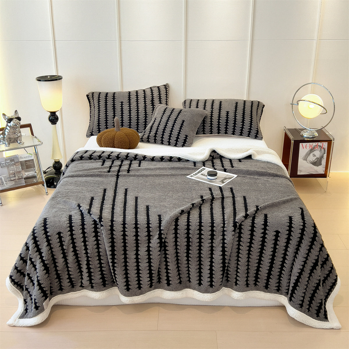 Textured Jacquard Throw Blanket – grey