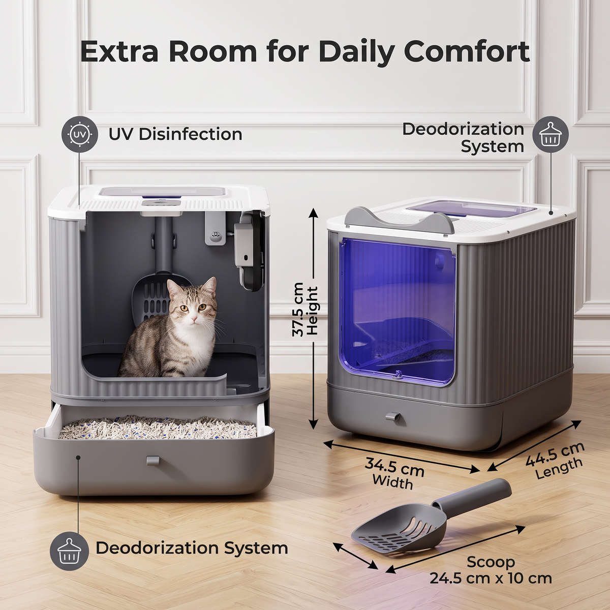Enclosed Cat Litter Box with Pull-Out Tray – detail view 4