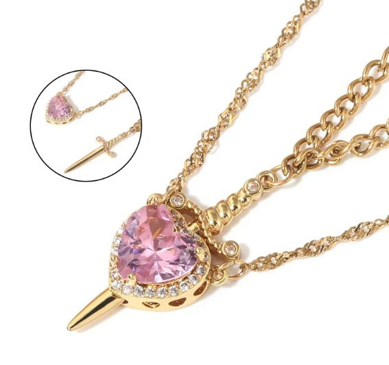 Heart & Dagger Pendant Necklace