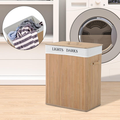 Natural Wood Laundry Hamper with Lid – detail view 2