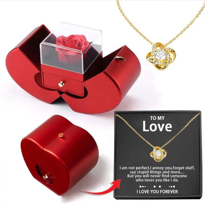 Forever Rose Necklace Gift Box – gold necklace, To My Love card
