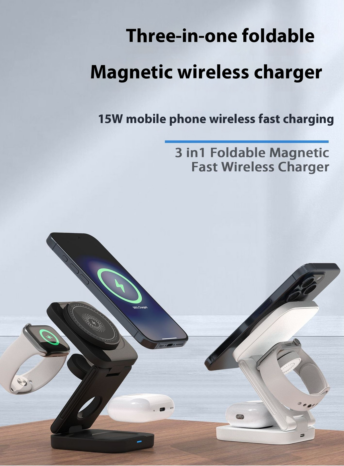 Foldable 3-in-1 Wireless Charging Station
