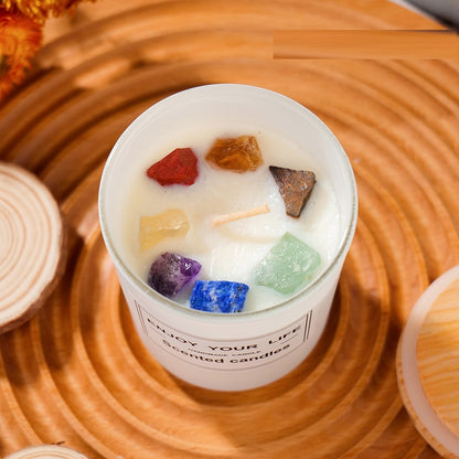 Handmade Crystal Scented Candle – rough stone