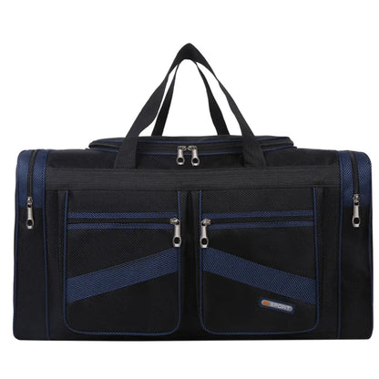 Black travel holdall with blue trim